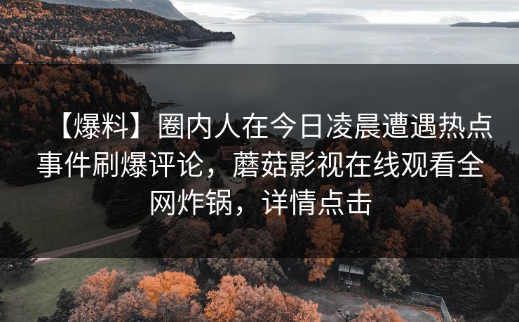 【爆料】圈内人在今日凌晨遭遇热点事件刷爆评论,蘑菇影视在线观看全网炸锅,详情点击