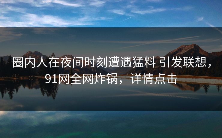 圈内人在夜间时刻遭遇猛料 引发联想，91网全网炸锅，详情点击